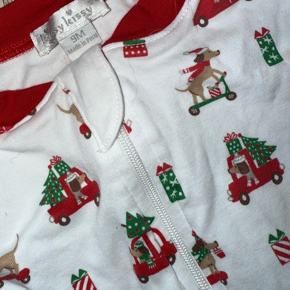 Hanna Anderson Kissy Kissy Little Me Holiday Christmas Pajamas onesies 6-12 mo - Picture 3 of 15